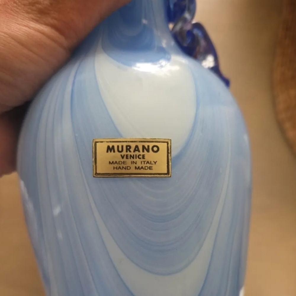 Authentic Murano Vase Blue - Picture 2 of 5